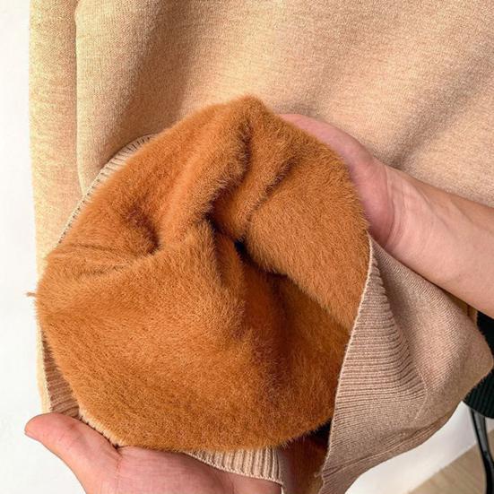 Knitting Tops Women Long Sleeve Turtleneck Sweater Solid Color Thickened Fleece Lined Autumn Winter Knitwear