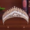 DIEZI Baroque Luxury Water Drop Crystal Tiara Crown Women Girls Wedding Party Elegant Rhinestone Crown Hair Dress Accessories