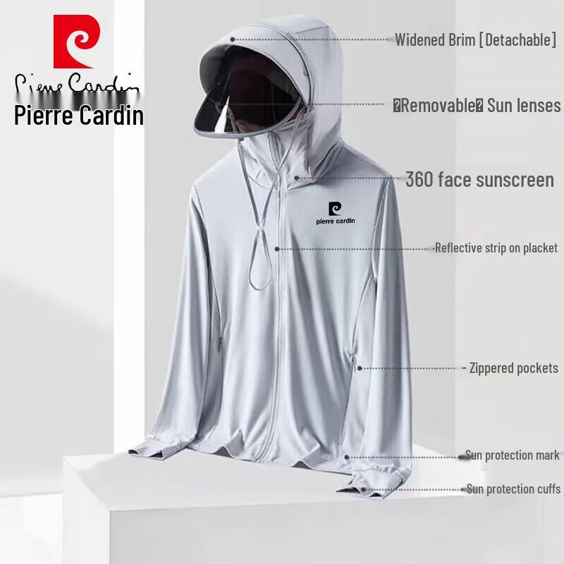 

Pierre Cardin Men s Hooded Sun Protection Fishing Jacket 4XL