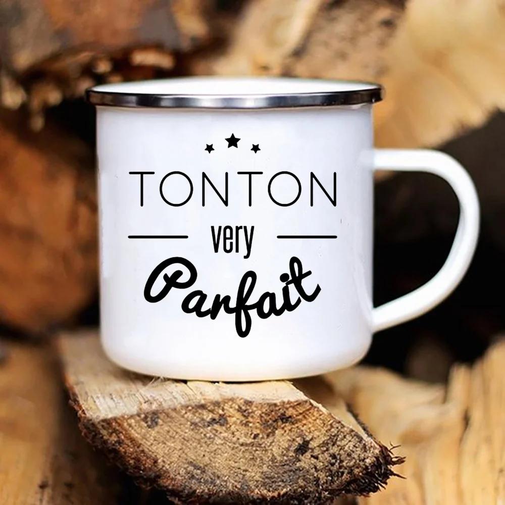 Bester Onkel der Welt Druck Tassen Kreative Kaffeetassen Getränke Wasser Tee Camping Emailletasse Outdoor Henkel Trinkgeschirr Tonton Geschenk