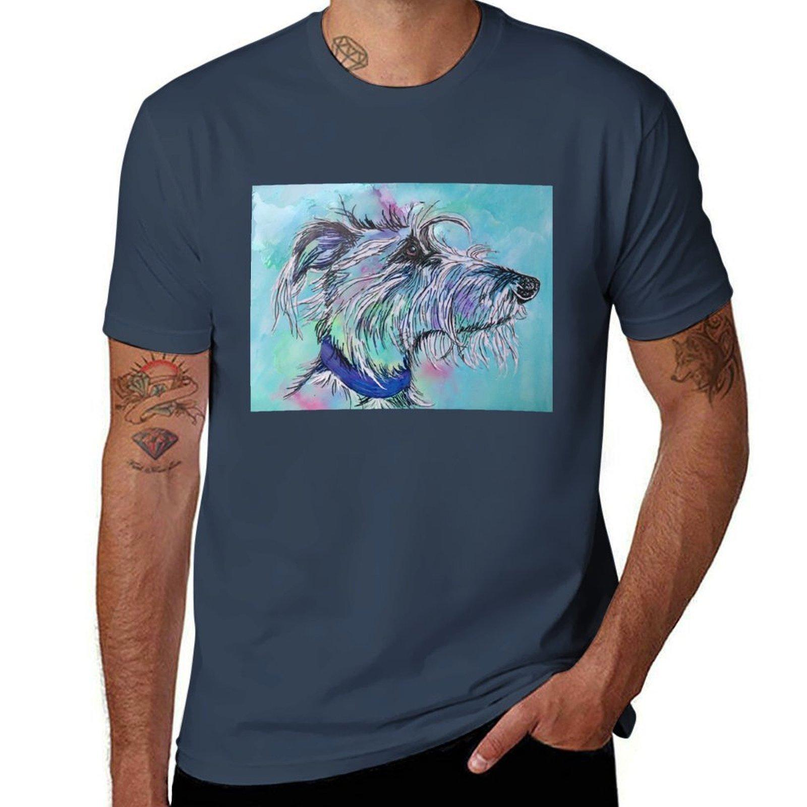 Scruffy colourful Lurcher TShirt Lightweight Cooling Short Sleeve Tee S