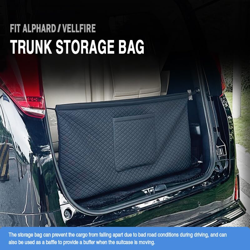 Toyota Series Trunk Storage PU Multifunctional Back Door Large Capacity Storage Fits 2015 and later Black Alphard/Vellfire 40/30 Pocket, Leather,