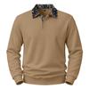 Mens Paisley Pattern Fleece Long Sleeve Polo Shirt American High Street Style
