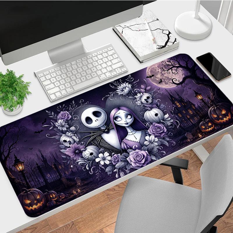 Nightmare Before Christmas Xl Gaming Mouse Pad Nonslip Rubber Base Stitched Edge Waterproof Desk Mat For Pc Laptop Gamer Office Computer Accessories C
