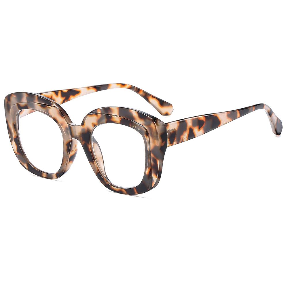 Big frame leopard reading glasses for men women fashion anti blue light reading glasses hyperopia lenses +1.0 +1.5 +2.0