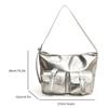 Women PU Leather Shoulder Bag w/Multi-Pockets Crossbody Bag for Travel (Silver)