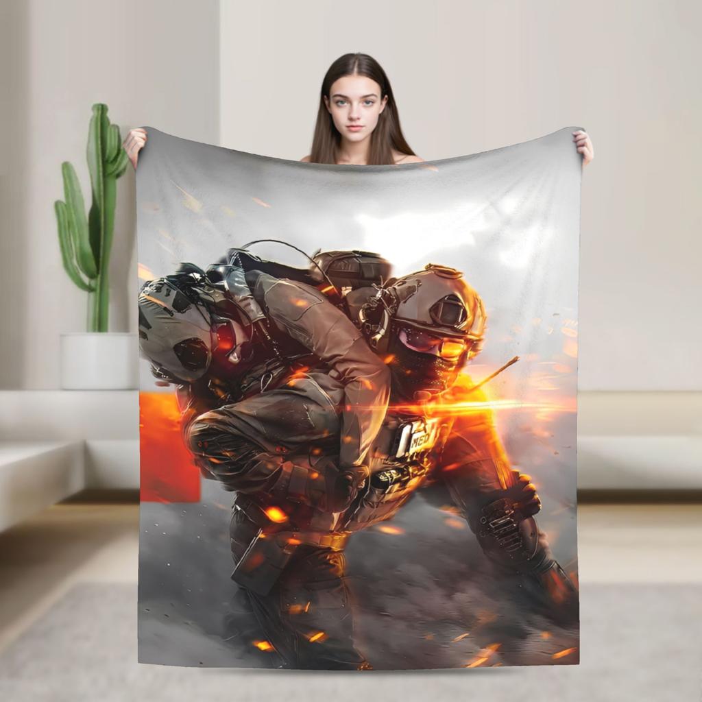 Battlefield 6 Game Funny Warm Soft Blanket Airplane Travel Plush Throw Blanket Fun Couch Chair Flannel Bedspread Sofa Bed Cover