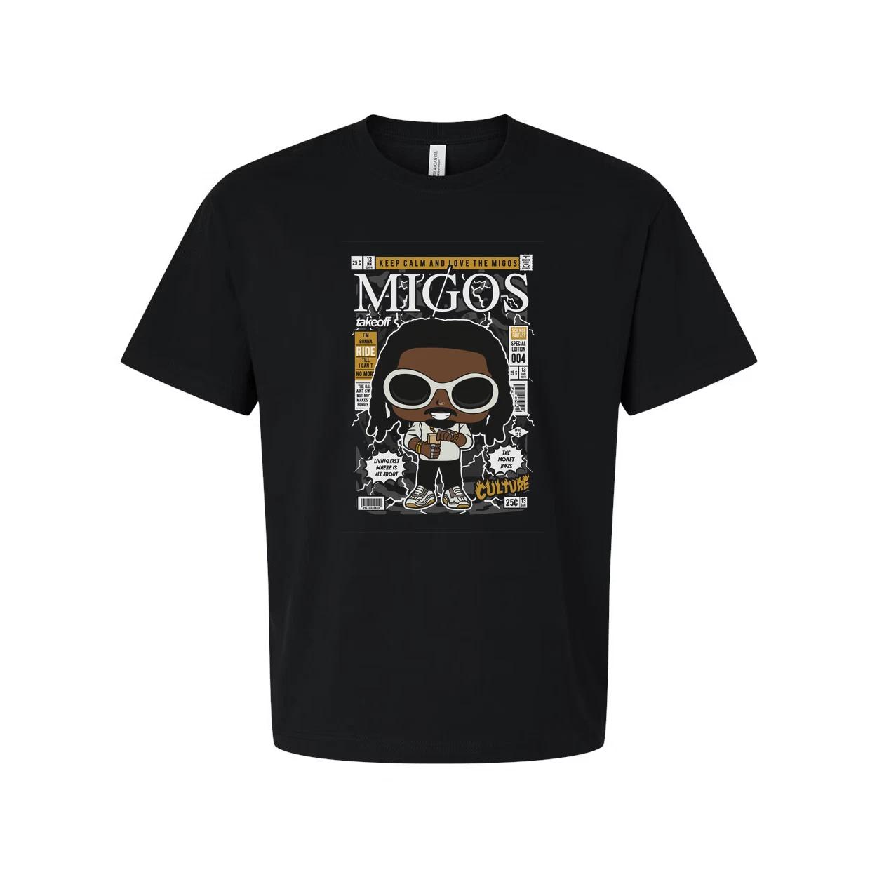 Migos Takeoff Graphic Cartoon Tee for Men and Women Unisex Casual Streetwear T S XL