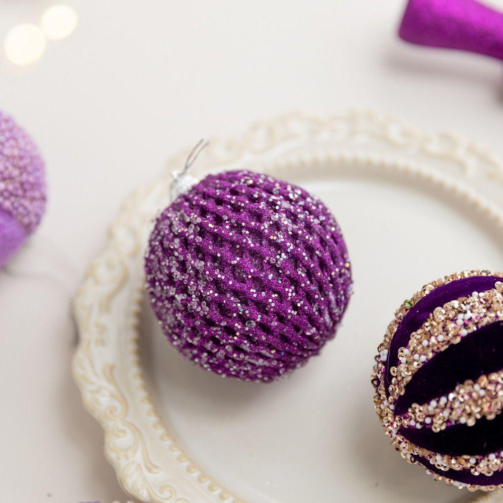 Purple Color Christmas Tree Ornaments Plastic Material Christmas Spheres Holiday Decor