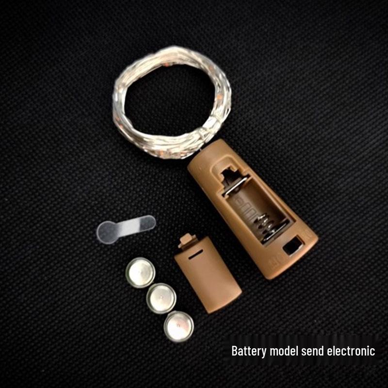 Copper Wire LED Cork Lights - Battery-Powered Fairy Lights for Creative Bedroom or Wine Bottle Decoration