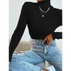 New Women's Solid Turtleneck Sweater, Long Sleeve Pullover Knit Top Casual Basic Base Layer for Women, European American Fashion