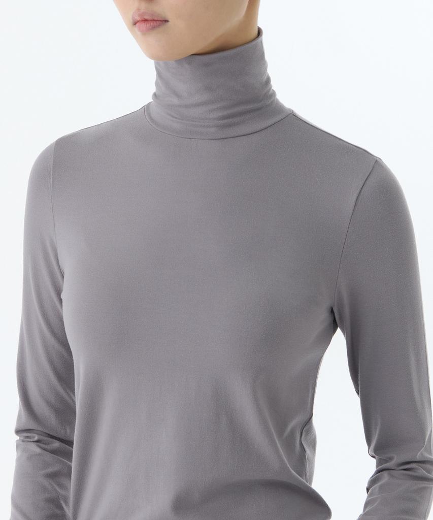 MUSINSA STANDARD WOMAN Women'S Tencel Slim Turtleneck T-Shirt [Purple Grey]