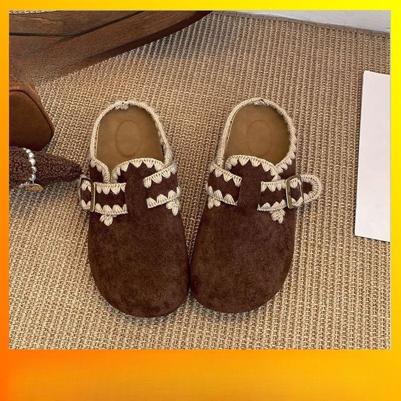 

New Thick-soled, Height-increasing Single Shoes for Lazy Women with A Half-drawstring Hairstyle 40 кавовий