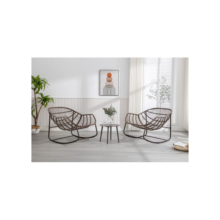 Fauteuil à bascule d'extérieur avec dossier, adapté aux porches, salons, terrasses et jardins, bleu marine