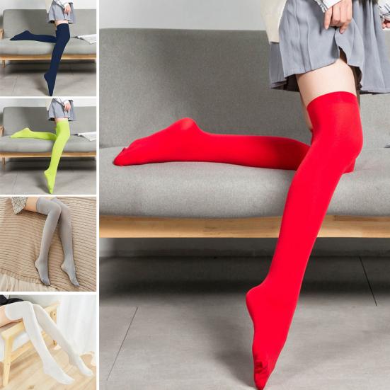 1 Pair Women Winter Knee Socks High-tube Anti-slip Great Elasticity Solid