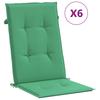 Garden Chair Cushions for High Back Chairs 6 Pcs Green 120 X 50 X 3 Cm Fabric