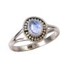 Natürlicher Regenbogen-Mondstein-Edelstein, handgefertigt, 925er Sterling-Silber-Ring, Größe 9, r2a29