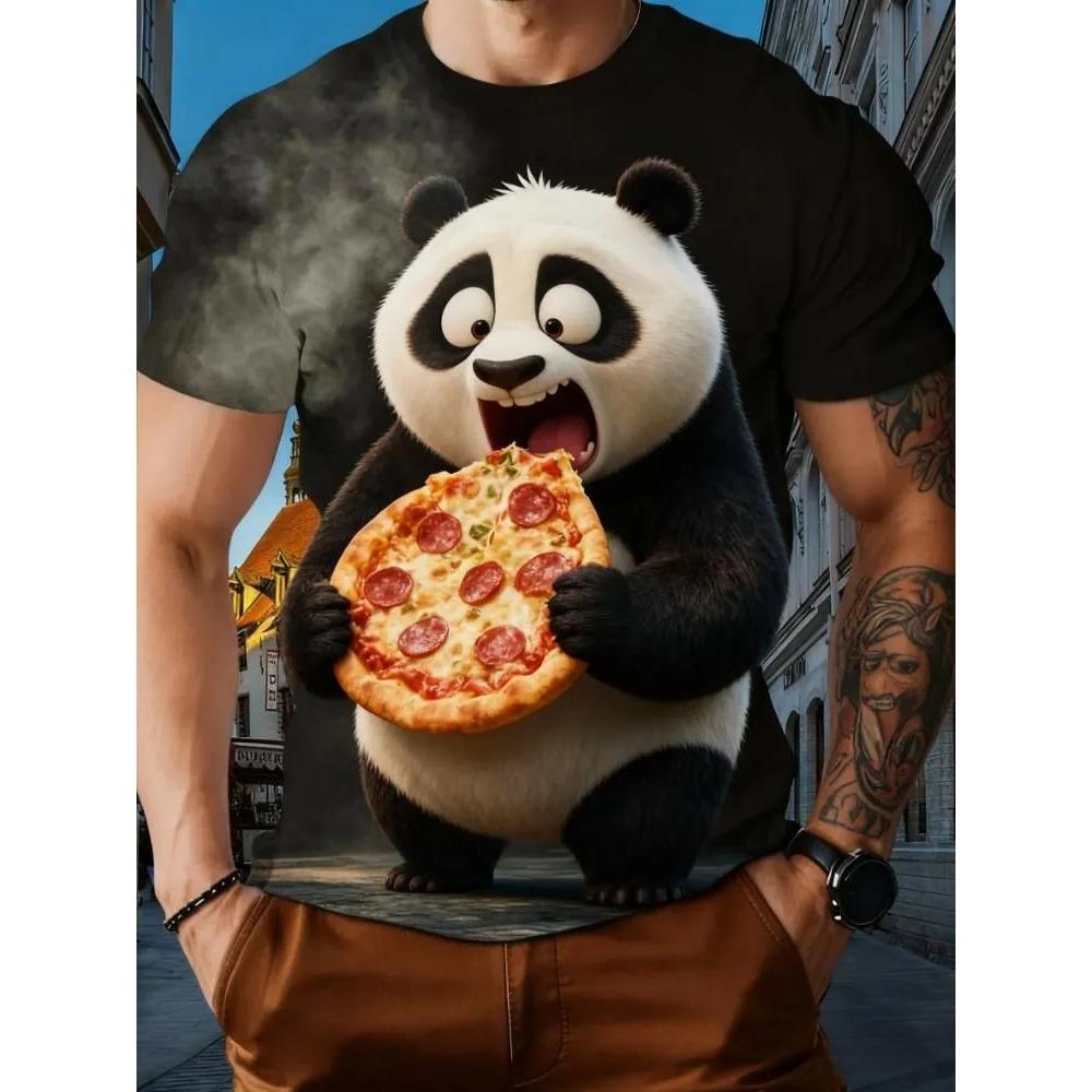 Fashionable Personalized Fun Animals T-shirt Men's Casual Plus Size Comfortable Round Neck Short Sleeved T-shirt