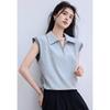 VICTORIA&VERA Women's Commuter Lapel Gingham T-Shirt