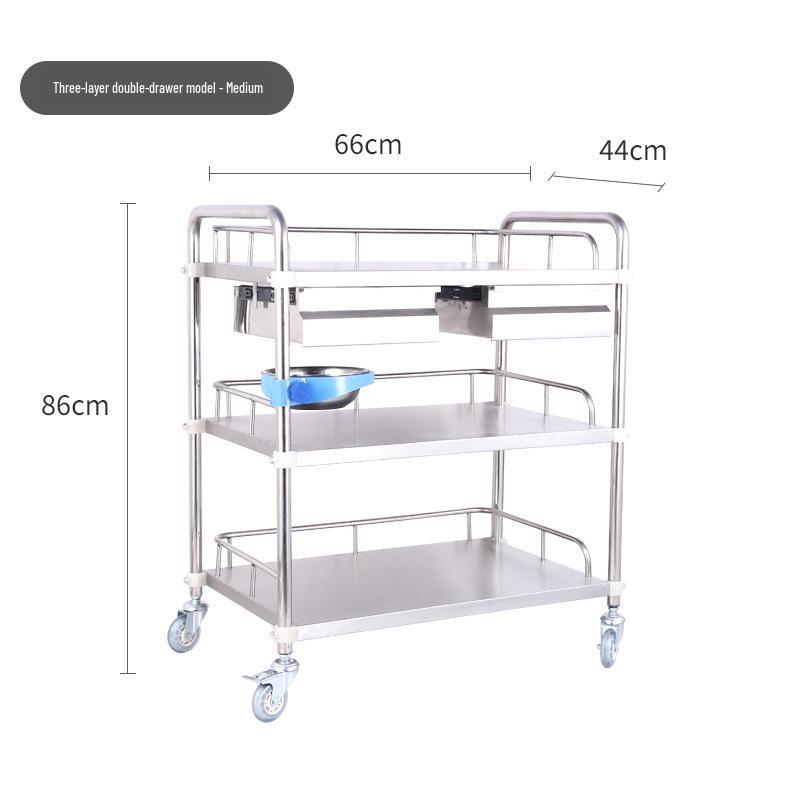 Stainless Steel Mobile Instrument Cart for Beauty Salon and Oral Care