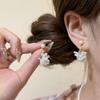 French Gentle White Hydrangea Flower Earrings Women's Retro Temperament High Sense Light Luxury Pearl Stud Earrings Beautiful Earrings