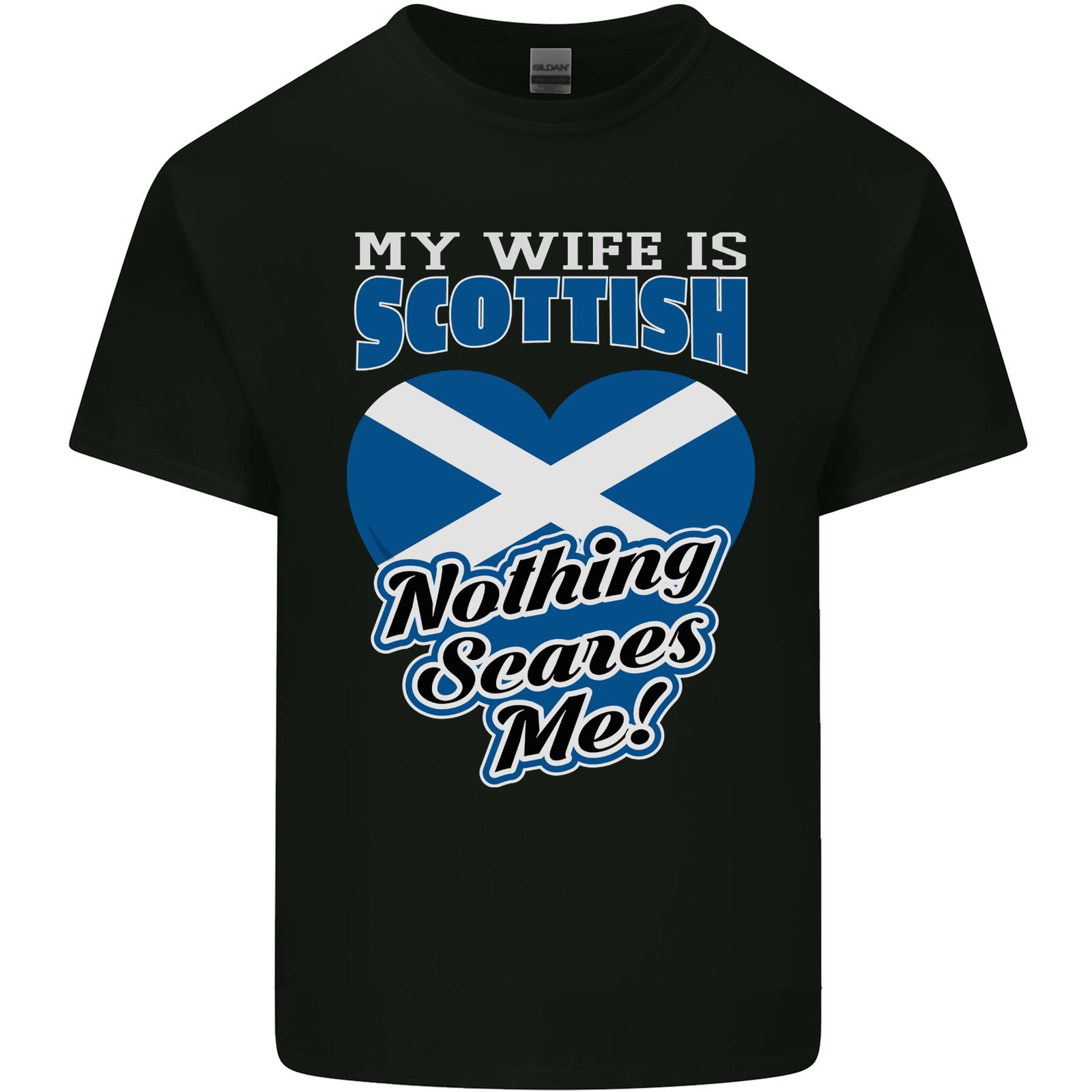 Nada Me Asusta Mi Esposa Es Escocesa Escocia Camiseta De Algodón Para Hombre XXL