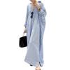 Spring Stripe Printed Beach Sundress Autumn Women Long Sleeve Fashion Casual Loose