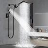 Soffione Doccia Pioggia Multifunzione ad Alta Pressione da 8 Pollici con Doccetta Manuale, Combinazione con Braccio Estensibile Regolabile ad Angolo da 11''/Regolatore di Flusso/Sistema Doccia
