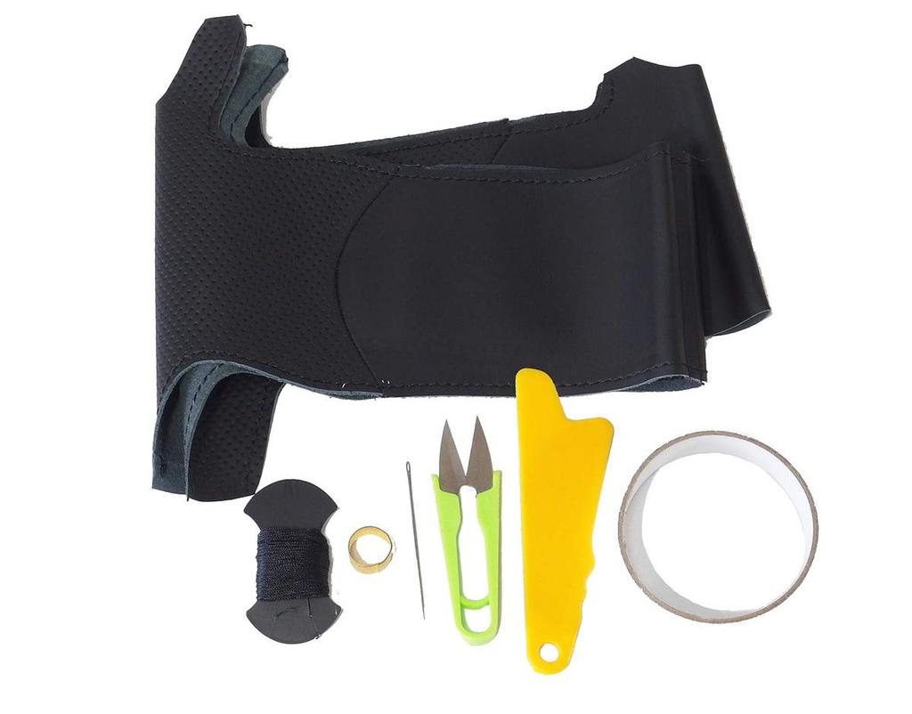 Tricolore Exchange Crown Athlete Crown Royal DIY Steering Genuine Leather Rewinding Kit Left and Right Black Leather P X Top and Bottom Black Leather