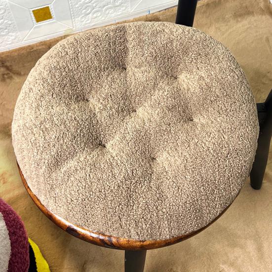 Seat Cushion Round Futon Design Furry Short Plush Surface Extra Thick Chair Floor Cushion Anti-Slip Design Solid Color Chair Cushion