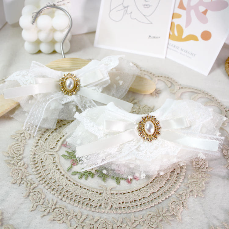 [KIMnyang_deng] Weißes Chiffon-Spitzenband Welpen-, Katzenumhang Foto-Requisiten