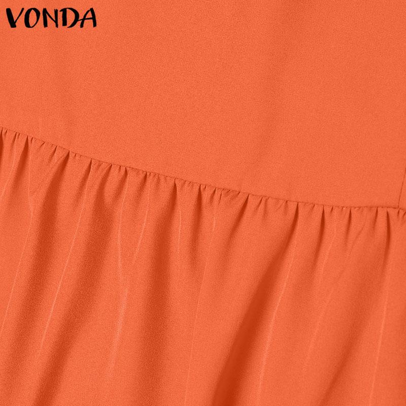 VONDA Damen One-Shoulder Bandage Ärmellos Party Plissee Maxi Kleid