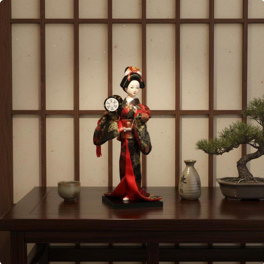 Japanische Geisha-Puppe Aufwendige Handwerkskunst Traditionelle Figur Sammlerstück