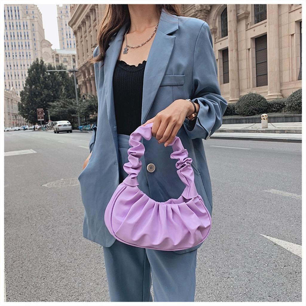 Bag Girl, Korean Version One Shoulder Dumpling Bag, French Bag, Fashionable Cloud Bag, Pleated Handbag, Armpit Bag