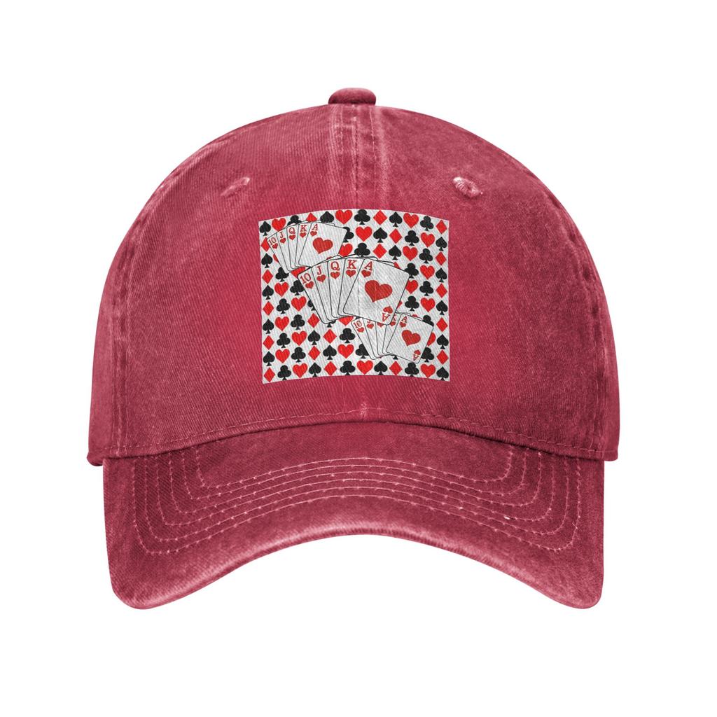 Casino Nights Red Queen Of Hearts Baseball Caps Denim Hats Adjustable Casquette Streetwear Baseball Cowboy Hat for Unisex Women