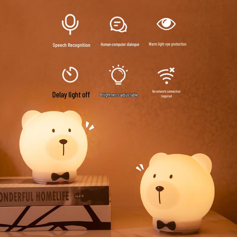 Cute Offline Voice Control Rechargeable Kids Night Light