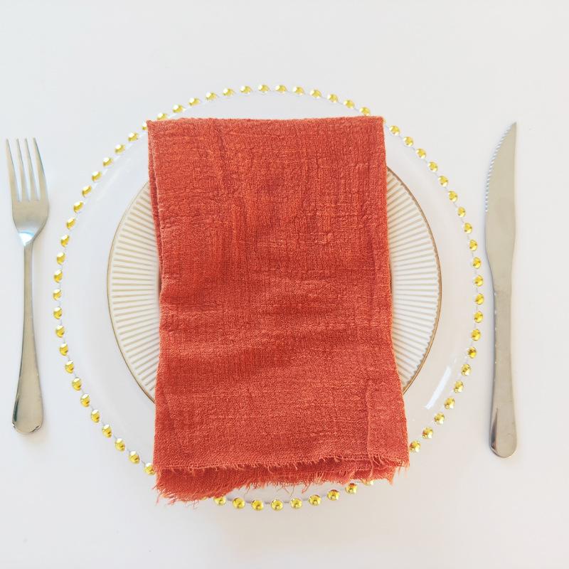 10 szt. 32X32Cm Gazy Bawełniana Serwetka Wielokrotnego Użytku Ściereczka do Herbaty Wesele Impreza Boże Narodzenie Dekoracja Stołu Retro Postrzępiona Serwetka