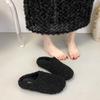 Foreign style, fashionable and versatile, lazy flat-bottomed fluffy shoes for women in autumn and winter 2025, new outer wear bag head cotton slippers