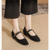 South Korea Low-heeled Rhinestone Mary Jane Shoes Women's 2025 Spring and Summer New Versatile Instep Flat-bottomed French Rivet Shoes