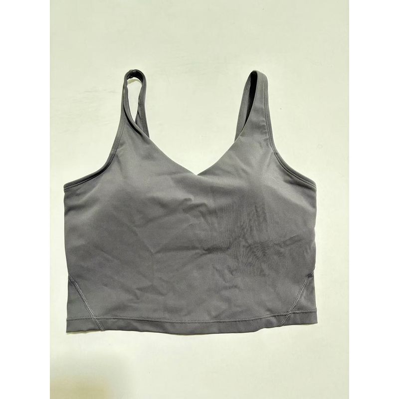 

Lulu Same Yoga Fitness Sports Shockproof with Chest Pad Nude Feel Quick-Drying Running Outerwear Women s Vest Intimates Bra Gray Blue S