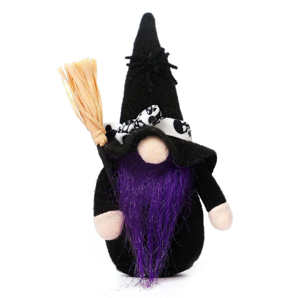 Faceless Old Man Doll Gnomes Plush Decoration Hand-made Brooms Witch Dolls With Dark Elf Hat For Living Room Display