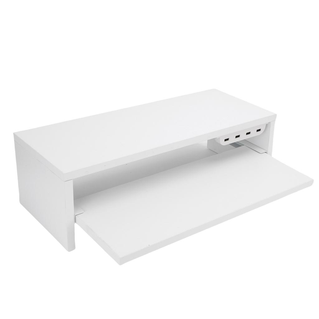 Desktop Display Riser with Drawer AC Outlets and USB Port Hub Mobile Phone Charging Laptop Screen Support Stand