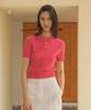 Siyajyu Sikn2079 Cotton Crop Cable Collar Knit_Pink