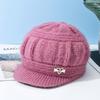 Fleece Lined Knitted Cap for Senior Women Warm Winter Hat for Elderly Cold Weather Beanie with Thermal Lining