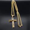 1PC Cross Long Necklace Stainless Steel Gold Plated Christian Long Necklace Bicycle Jewelry