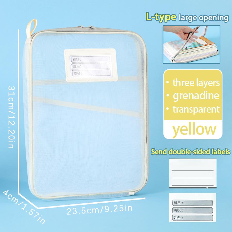 Aktentasche aus Netzstoff mit Reißverschluss für Schülerprüfungen, Schreibwarenhalter, Aufbewahrungstasche, durchscheinender Reißverschluss, Bleistifttasche, Büro-/Schulbedarf