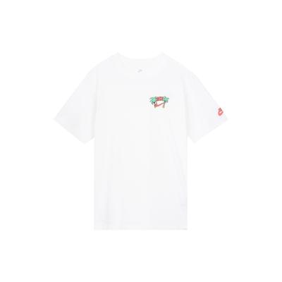 Nike Plant Print Round Neck American Vintage Breathable Loose Sports Casual Short Sleeve Drop Shoulder T-Shirt Women T-Shirt White DV6133-100