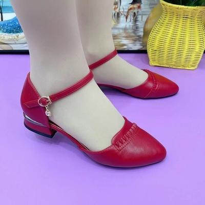 2025 vară nou pantofi simpli decupați pentru femei vârf cu toc mic Mary Jane cu toc gros sandale de modă pantofi cu toc mediu pentru femei de vârstă mijlocie