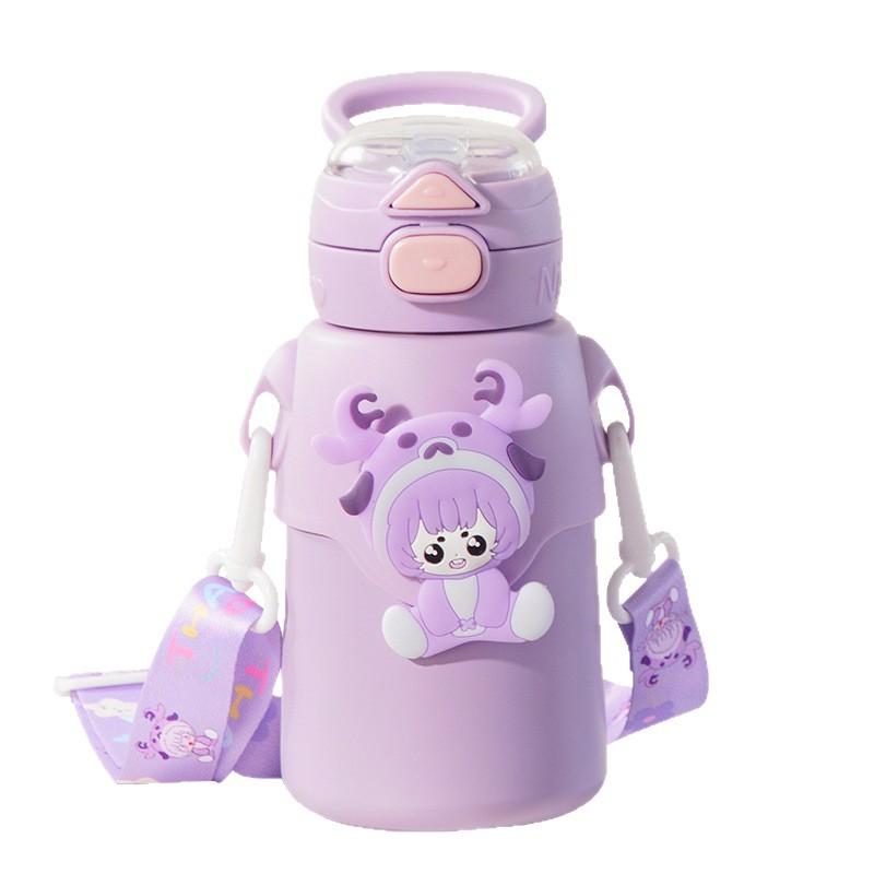Winter children's thermos cup double drink men's and women's water cup children's student cute straw water cup