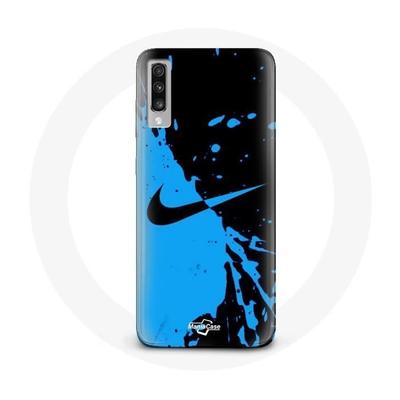 Coque - Nike - Galaxy A70 - Souple - Bleu Et Noir - Logo